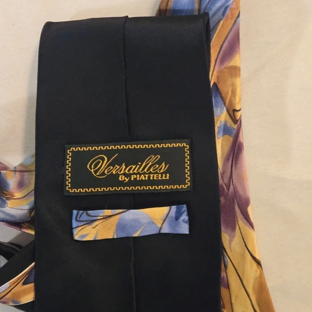 Versailles by Piattelli Silk Necktie Watercolor Swirls‎ Uniques Blues Browns EUC